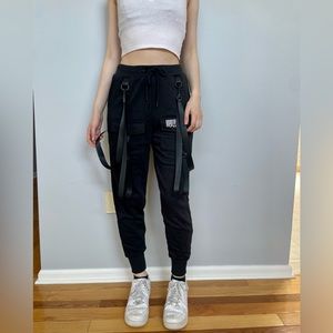 Dolls Kill digital blaze black cargo joggers